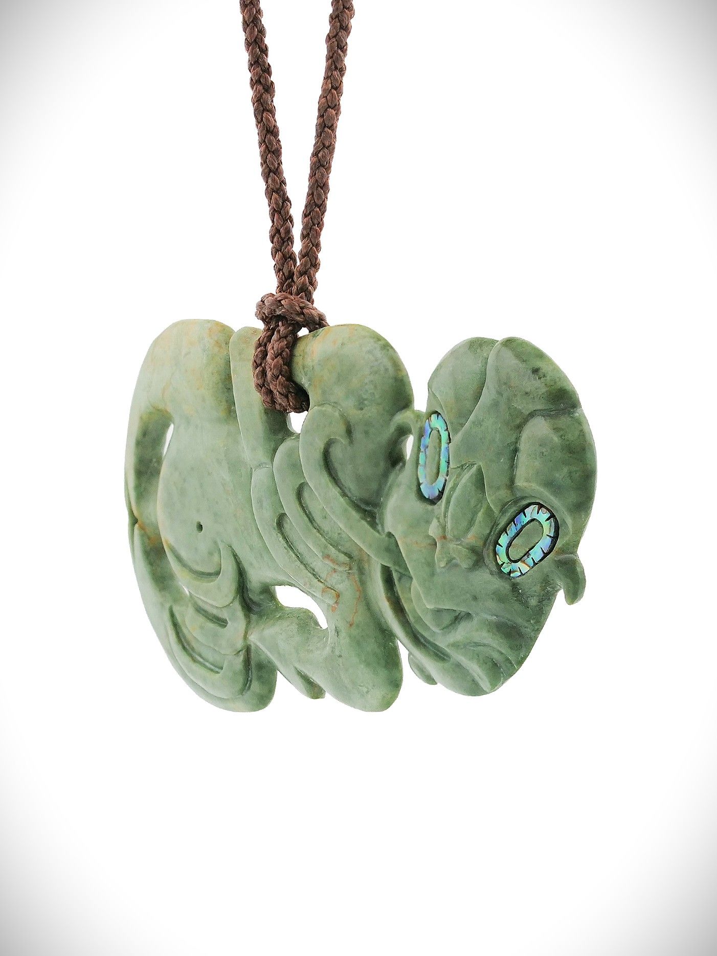 Moko Pounamu Hei Tiki NZ Genuine Auhunga Greenstone - Hukatere