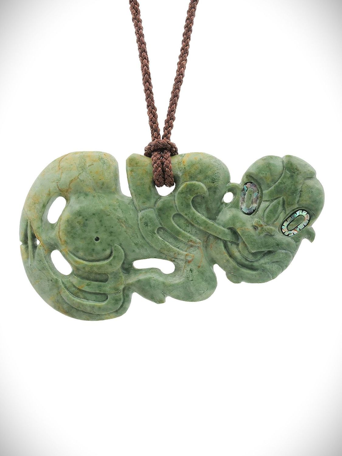 Moko Pounamu Hei Tiki NZ Genuine Auhunga Greenstone - Hukatere