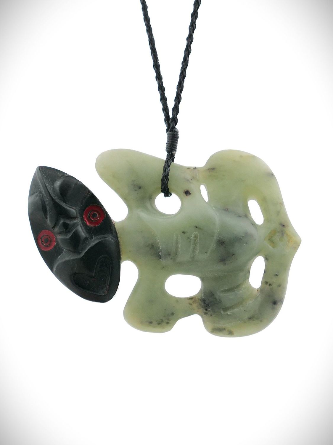 Moko Pounamu Hei Tiki NZ Genuine Hapopo Kawakawa Greenstone - Toa Moko Pounamu Hei Tiki NZ Genuine Hapopo Kawakawa Greenstone - Toa