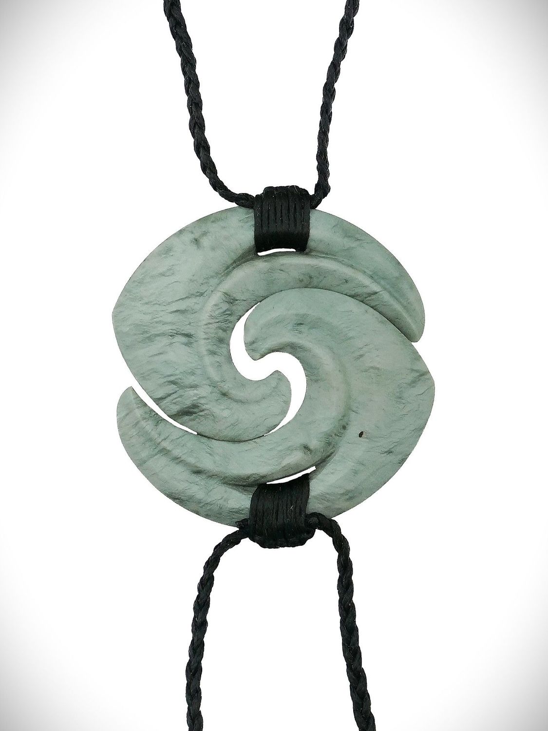 Moko Pounamu Contemporary Twin Koru's NZ Genuine Auhunga Greenstone - Otahuti