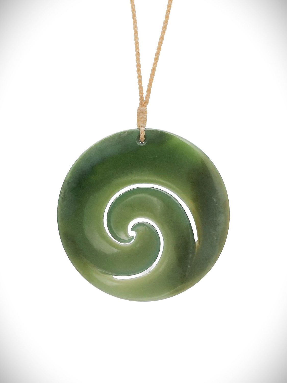 Moko Pounamu Double Koru Genuine NZ Inanga Greenstone - Waiuku
