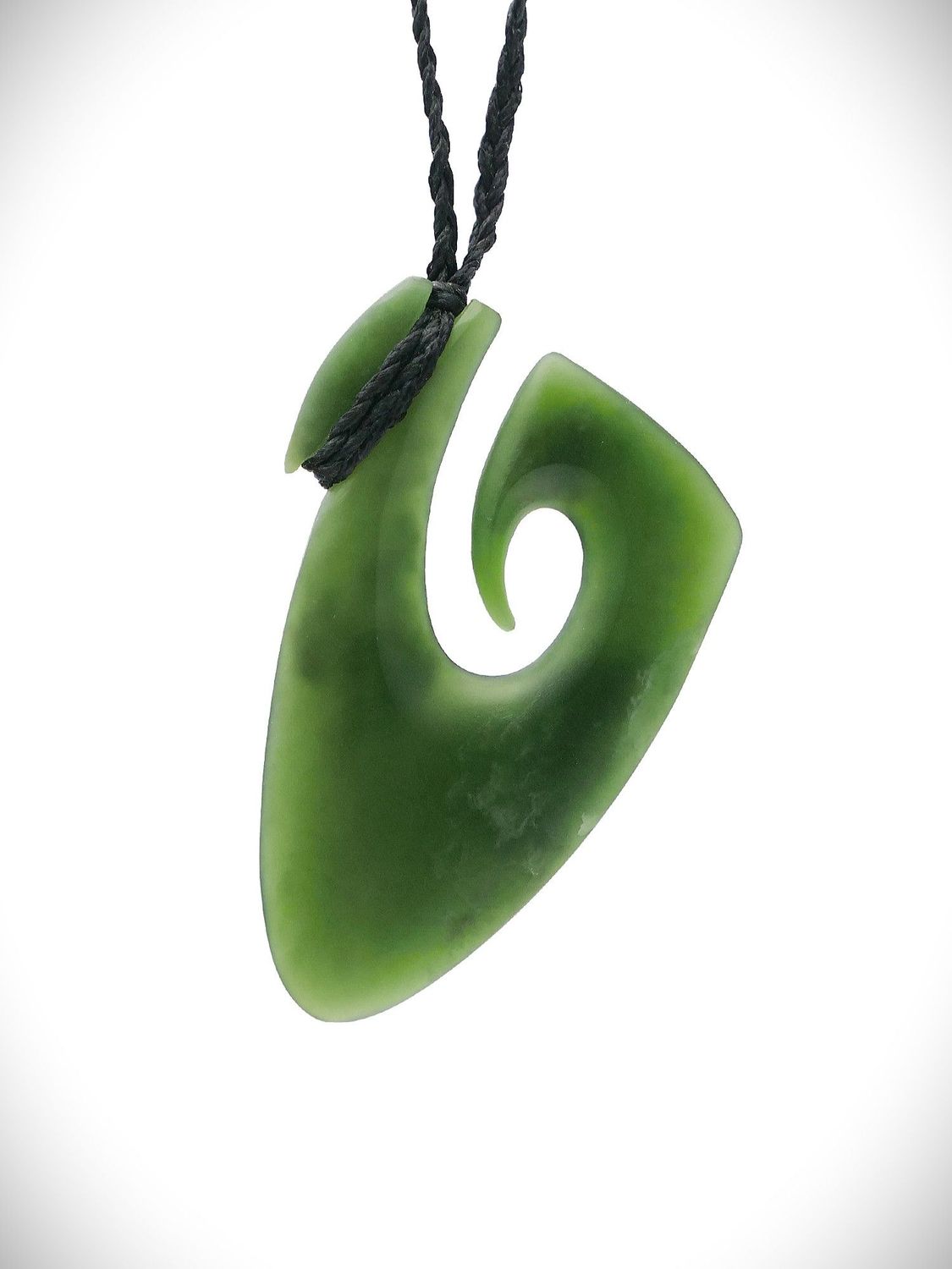 Moko Pounamu Hei Matau (Hook) NZ Genuine Kahurangi Flower Greenstone - Pipiriki Moko Pounamu Hei Matau (Hook) NZ Genuine Kahurangi Flower Greenstone - Pipiriki