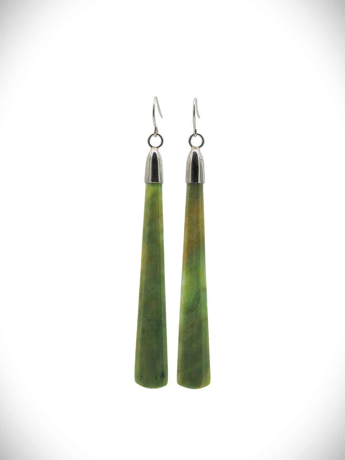 Moko Pounamu NZ Raukaraka Greenstone & Sterling Silver Earrings - Otaua