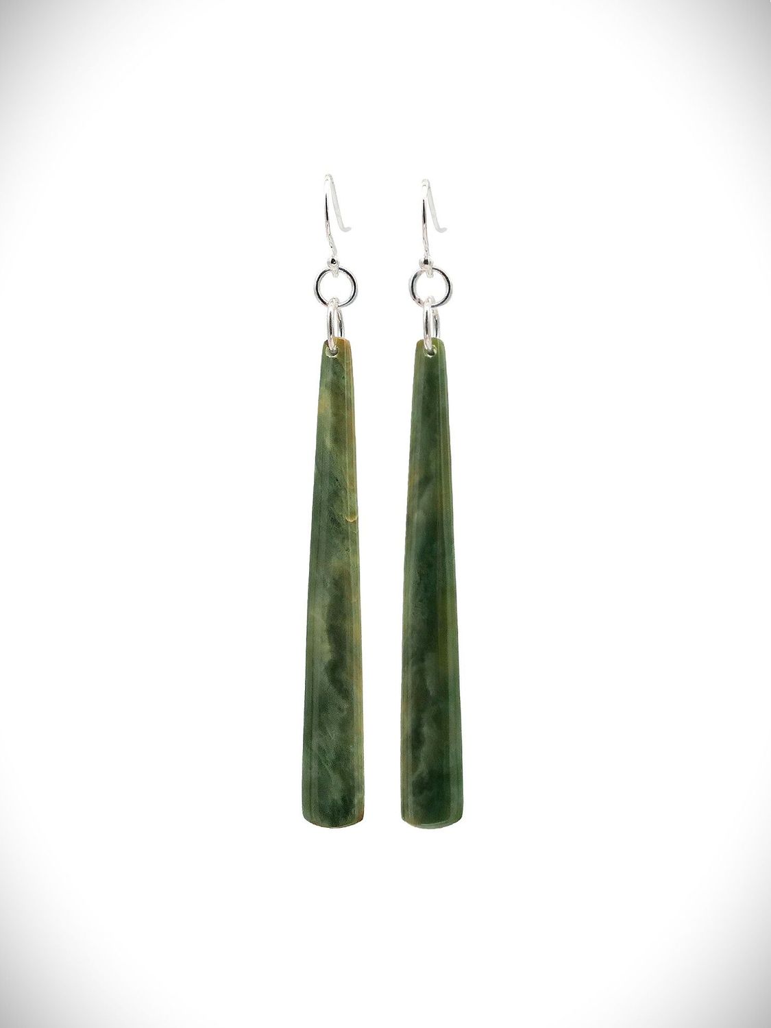 Moko Pounamu NZ Genuine Raukaraka Greenstone & Sterling Silver Earrings - Waikato