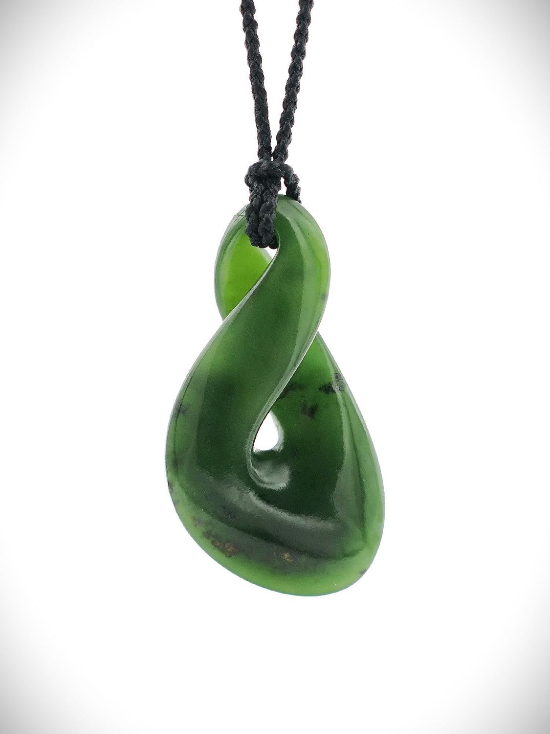 Moko Pounamu Single Pikorua (Twist) NZ Genuine Kawakawa Greenstone - Waikokowai Moko Pounamu Single Pikorua (Twist) NZ Genuine Kawakawa Greenstone - Waikokowai