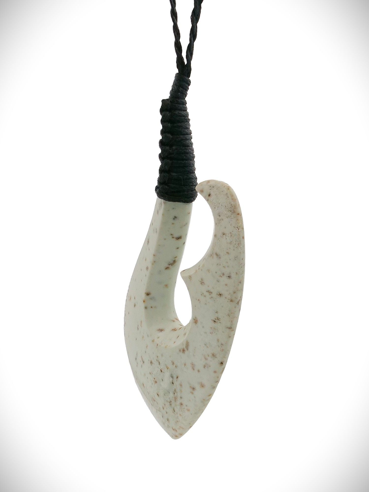 Moko Pounamu Hei Matau (Hook) NZ Genuine Kokopu Greenstone - Komakorau