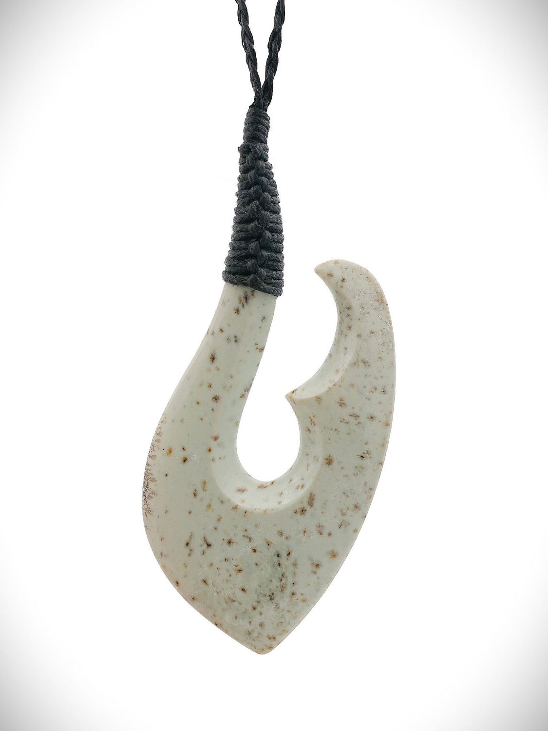 Moko Pounamu Hei Matau (Hook) NZ Genuine Kokopu Greenstone - Komakorau