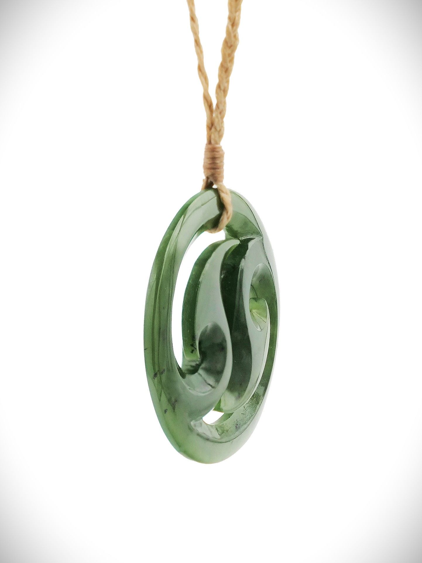 Moko Pounamu Yin Yang Porohita NZ Genuine Kawakawa Greenstone - Parakao