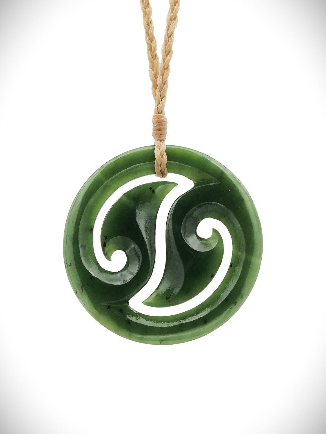 Moko Pounamu Yin Yang Porohita NZ Genuine Kawakawa Greenstone - Parakao