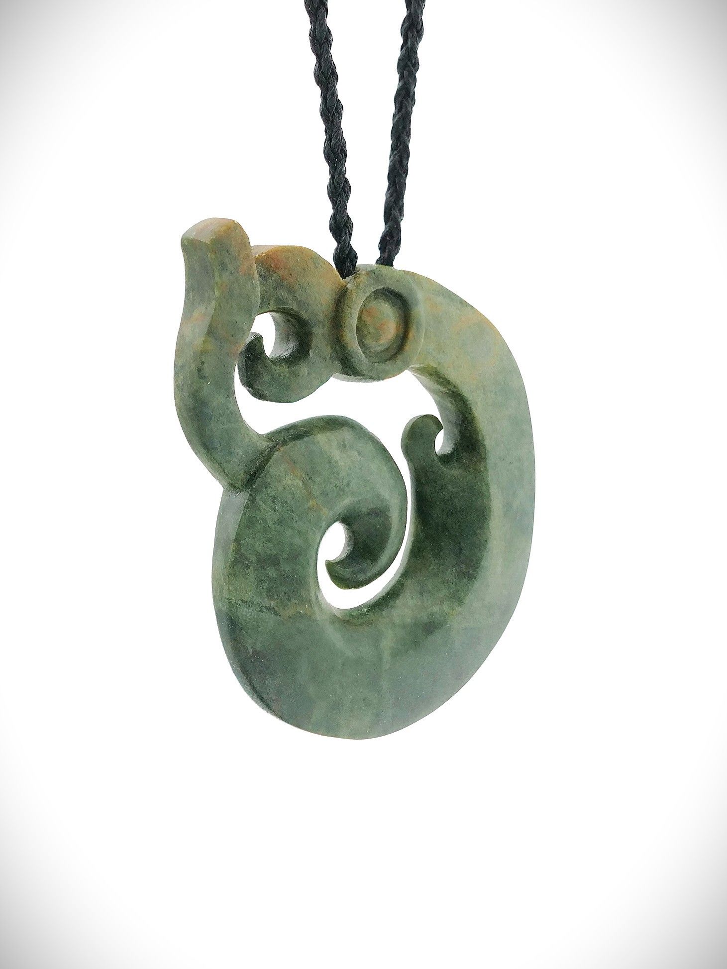 Moko Pounamu Koropepe NZ Genuine Kawakawa Flower Greenstone - Waitetuna