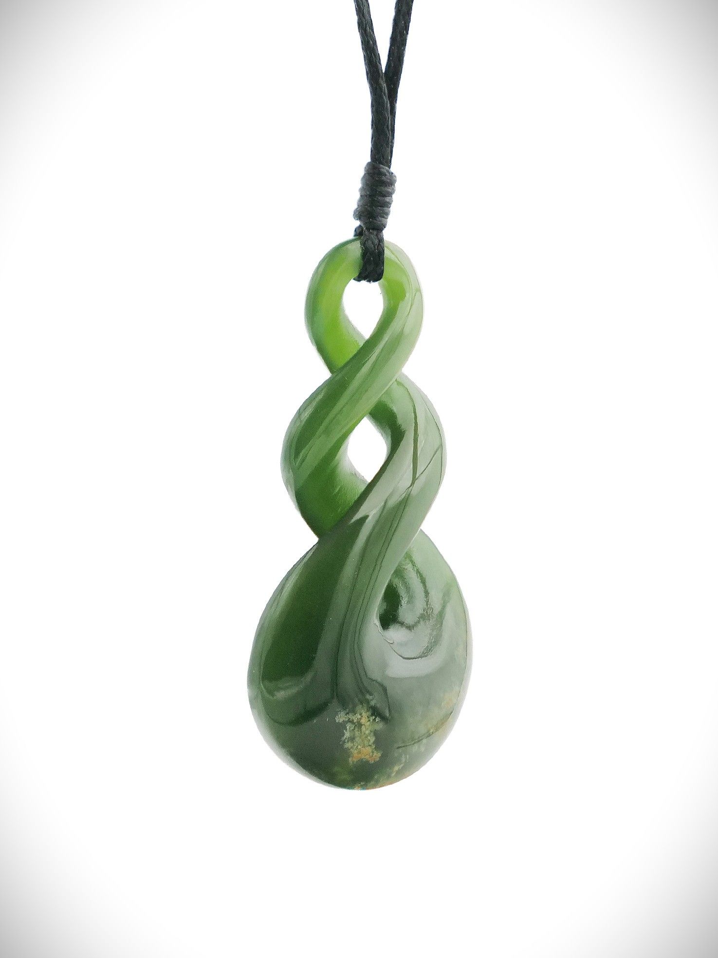 Moko Pounamu Double Pikorua (Twist) NZ Genuine Kahurangi Flower Greenstone - Ruakanakana