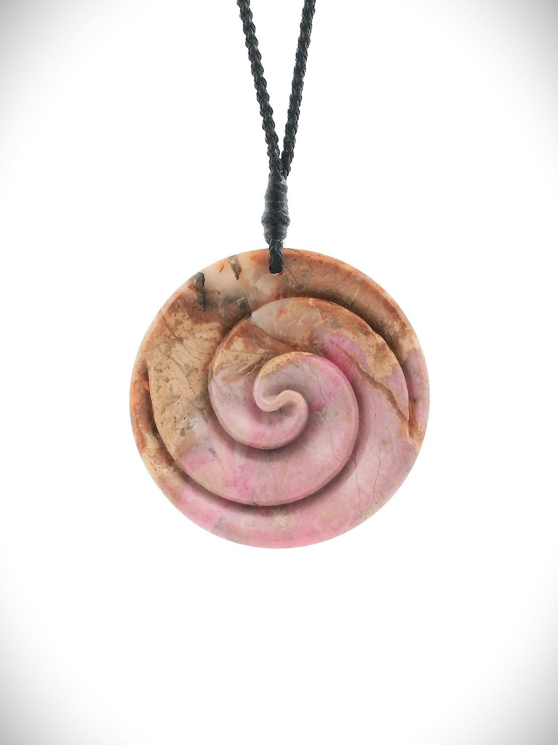 Moko Pounamu Double Koru Genuine NZ Rhodonite - Hangatiki Moko Pounamu Double Koru Genuine NZ Rhodonite - Hangatiki