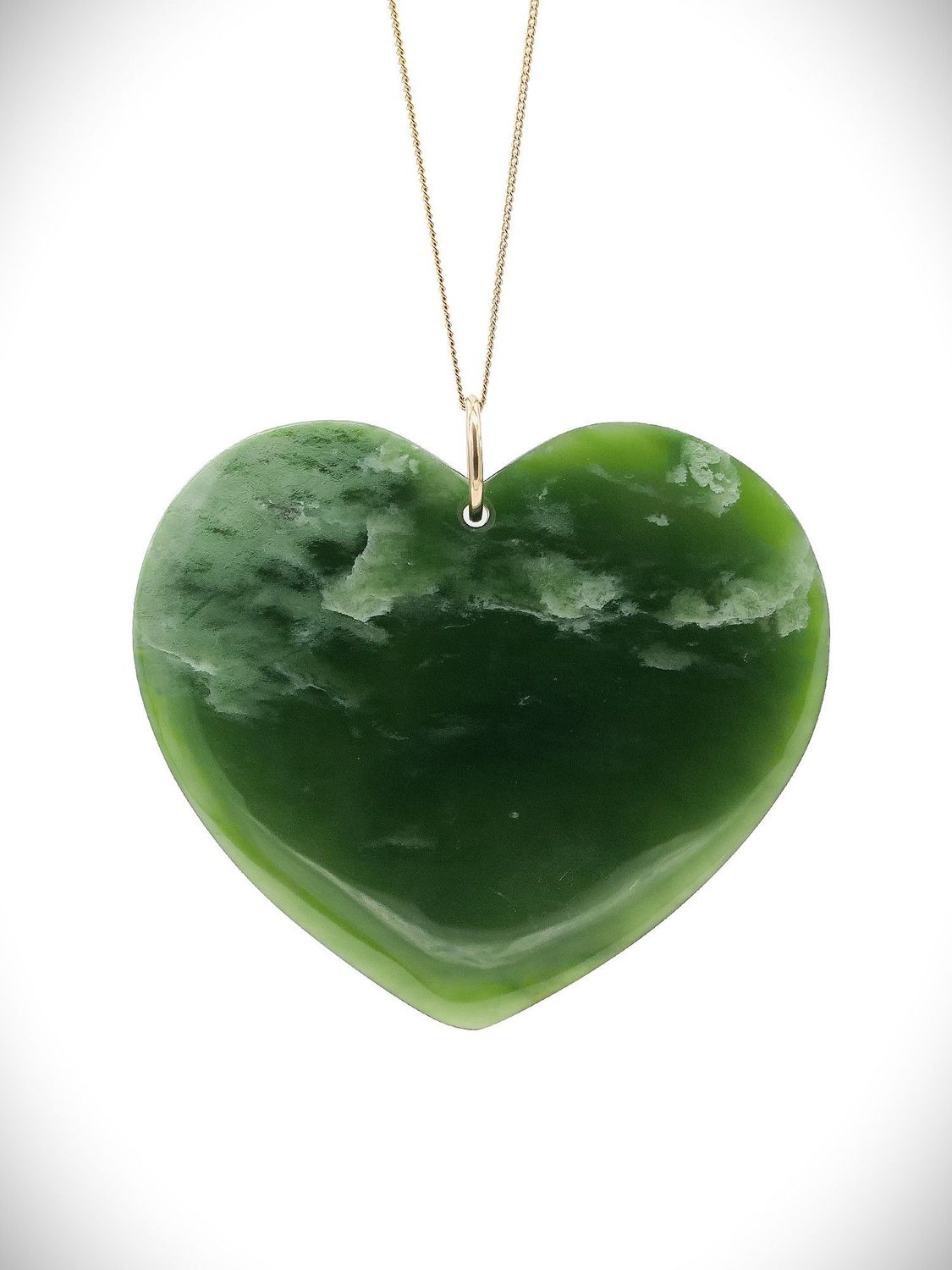 Moko Pounamu Manawa (Heart) NZ Genuine Kahurangi Flower Greenstone & 9ct Gold - Motueka Moko Pounamu Manawa (Heart) NZ Genuine Kahurangi Flower Greenstone & 9ct Gold - Motueka