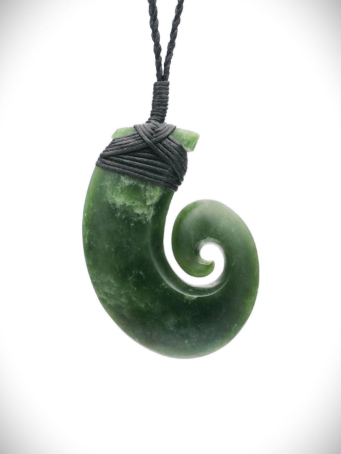 Moko Pounamu Hei Matau (Hook) NZ Genuine Kawakawa Greenstone - Marokopa Moko Pounamu Hei Matau (Hook) NZ Genuine Kawakawa Greenstone - Marokopa