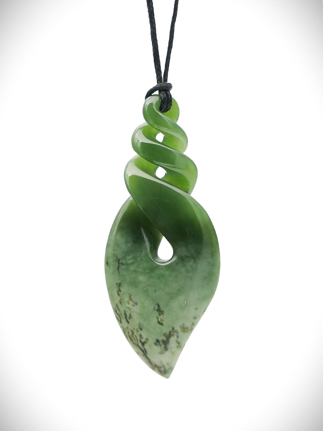 Moko Pounamu Triple Pikorua (Twist) Genuine NZ Kahurangi/Kokopu Greenstone - Whitikahu Moko Pounamu Triple Pikorua (Twist) Genuine NZ Kahurangi/Kokopu Greenstone - Whitikahu