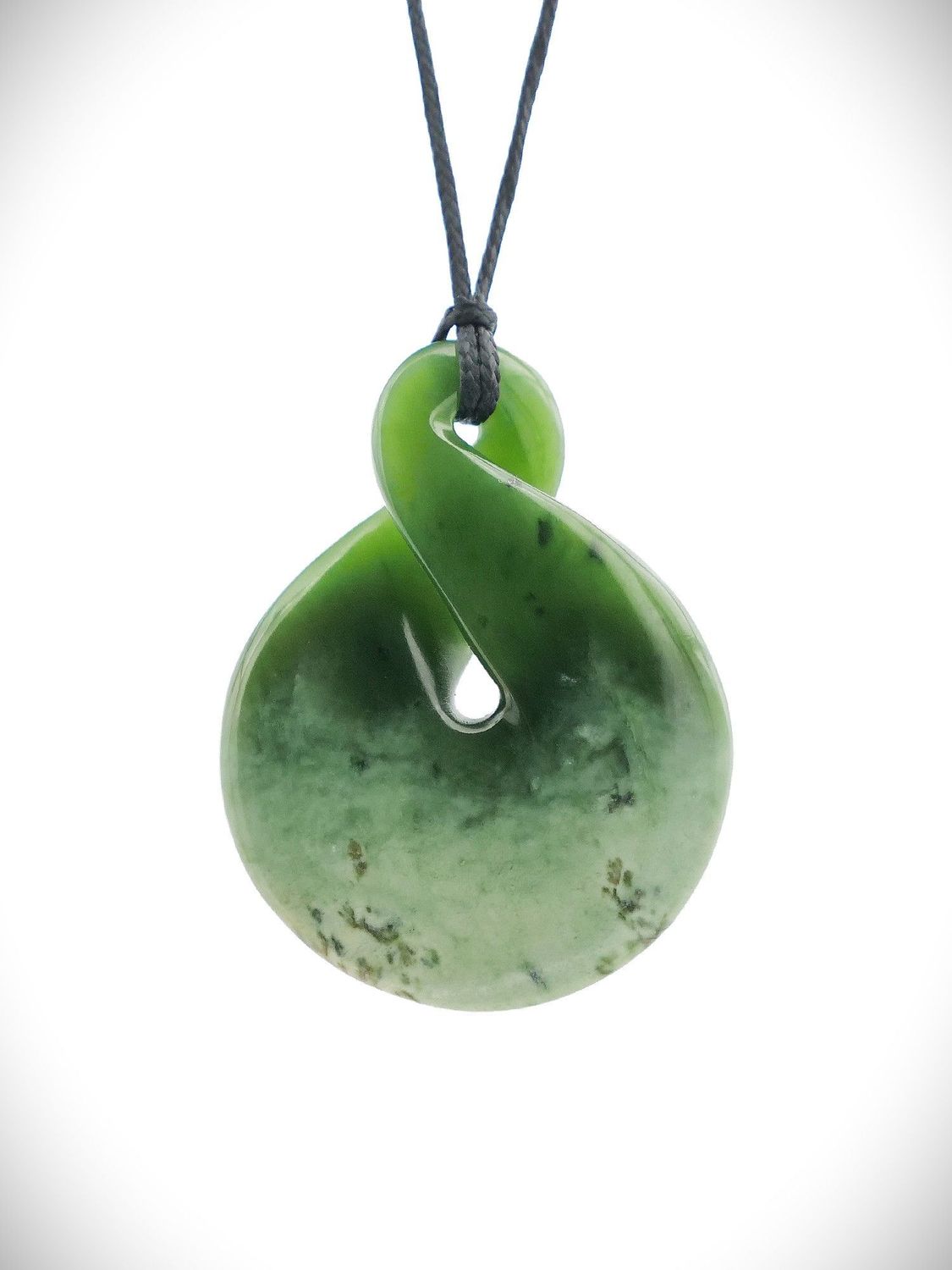 Moko Pounamu Single Pikorua (Twist) Genuine NZ Kahurangi/Kokopu Greenstone - Putaruru Moko Pounamu Single Pikorua (Twist) Genuine NZ Kahurangi/Kokopu Greenstone - Putaruru