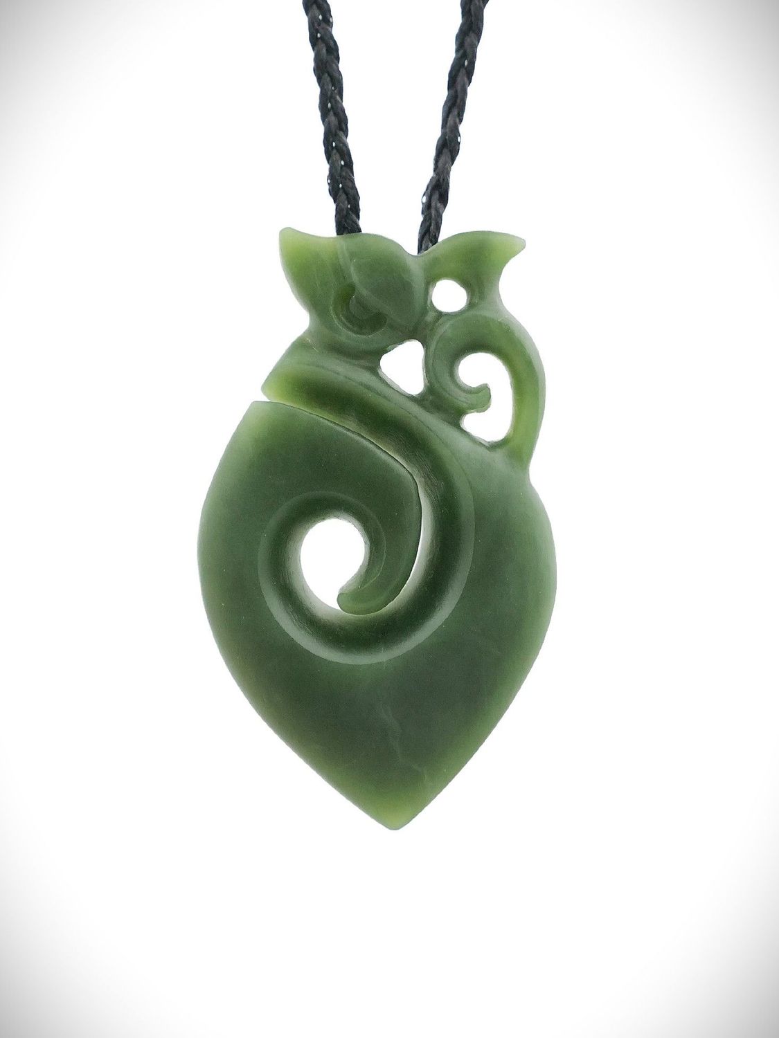 Moko Pounamu Manaia NZ Genuine Kawakawa Greenstone - Okoroire Moko Pounamu Manaia NZ Genuine Kawakawa Greenstone - Okoroire