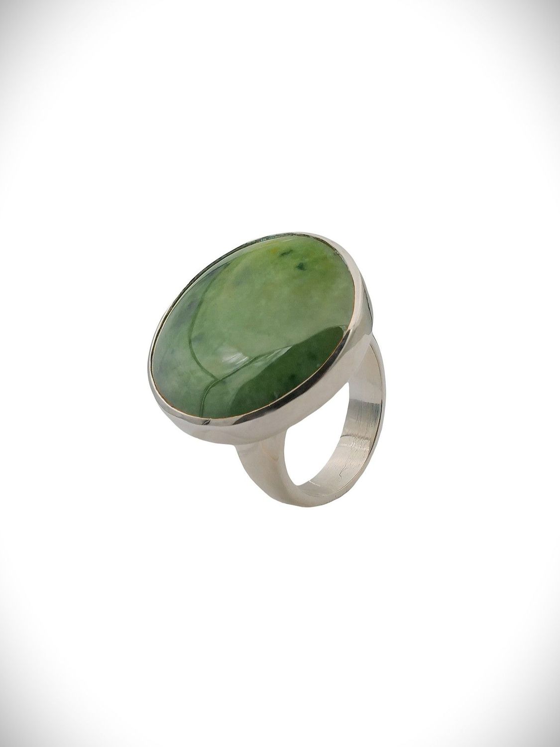 Moko Pounamu Raukaraka Pounamu & Sterling Silver Ring - Moerangi