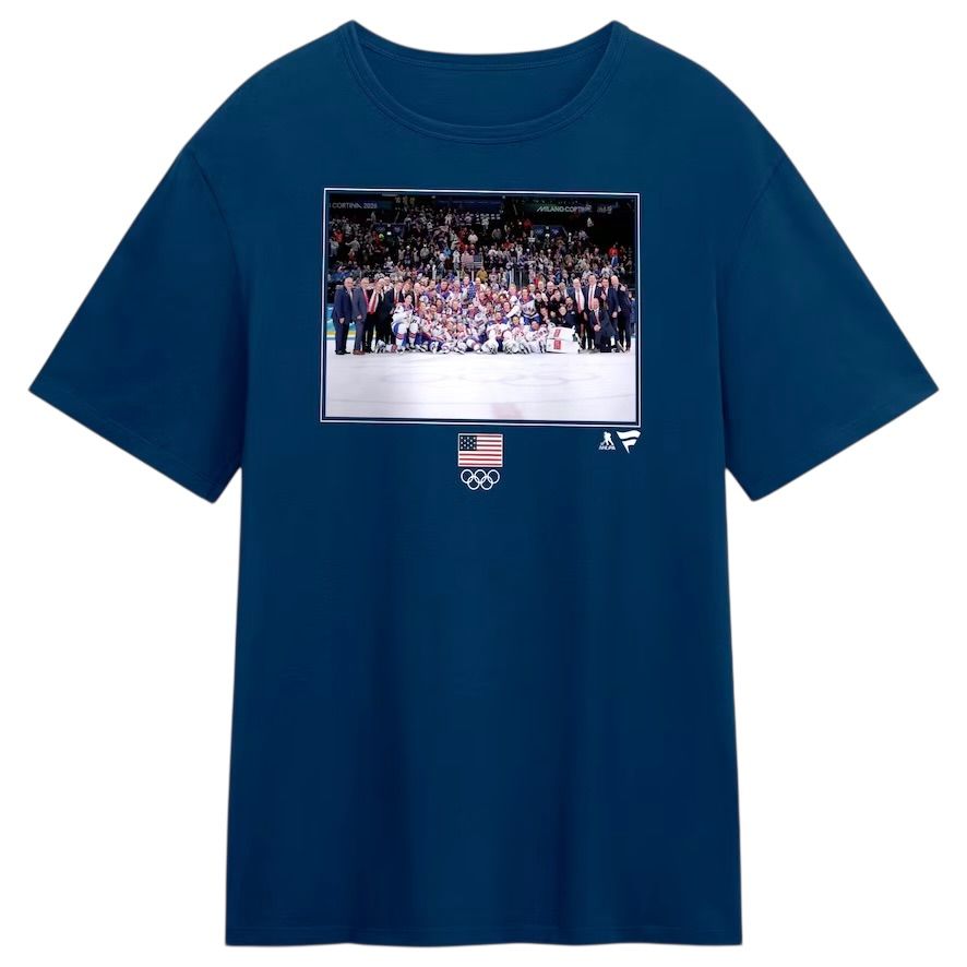 USA Men's Navy Olympic Hockey Fanatics Medal Moment T-Shirt