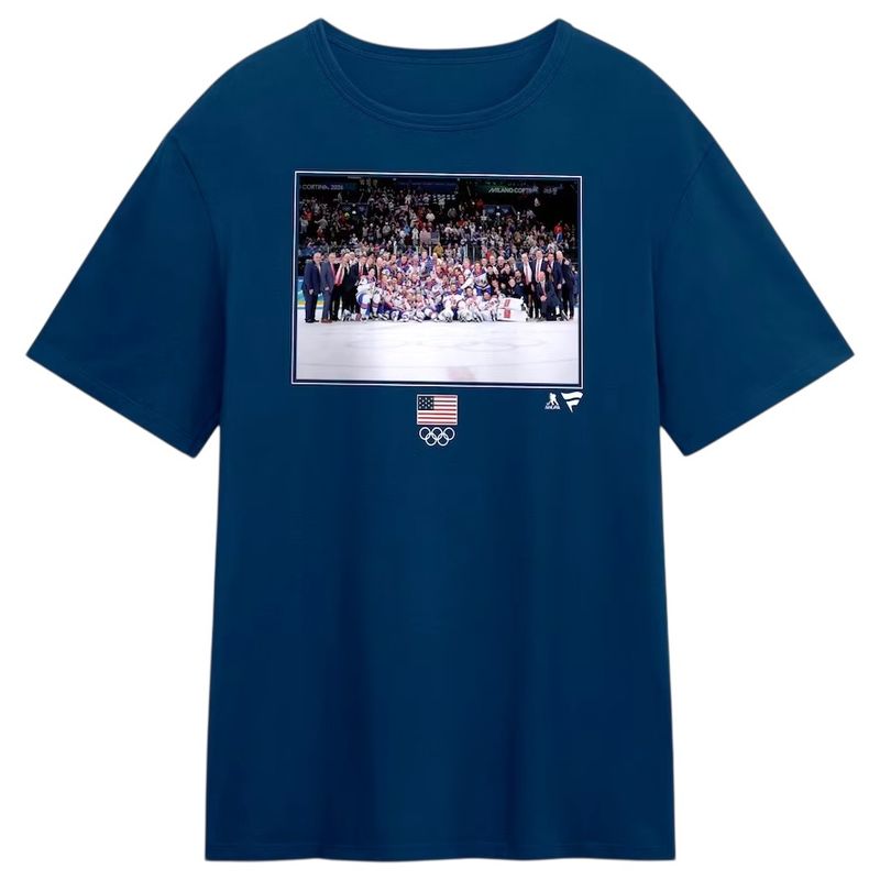 USA Men's Navy Olympic Hockey Fanatics Medal Moment T-Shirt