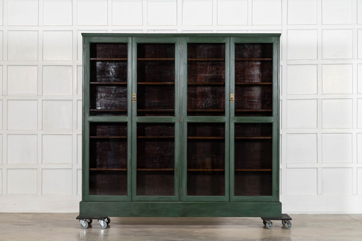 Large 19thC English Painted Mahogany Glazed Bookcase