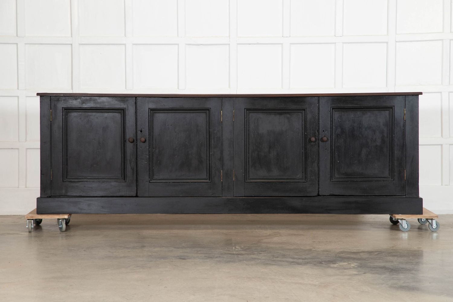 Monumental 19thC English Ebonised Pine Dresser Base
