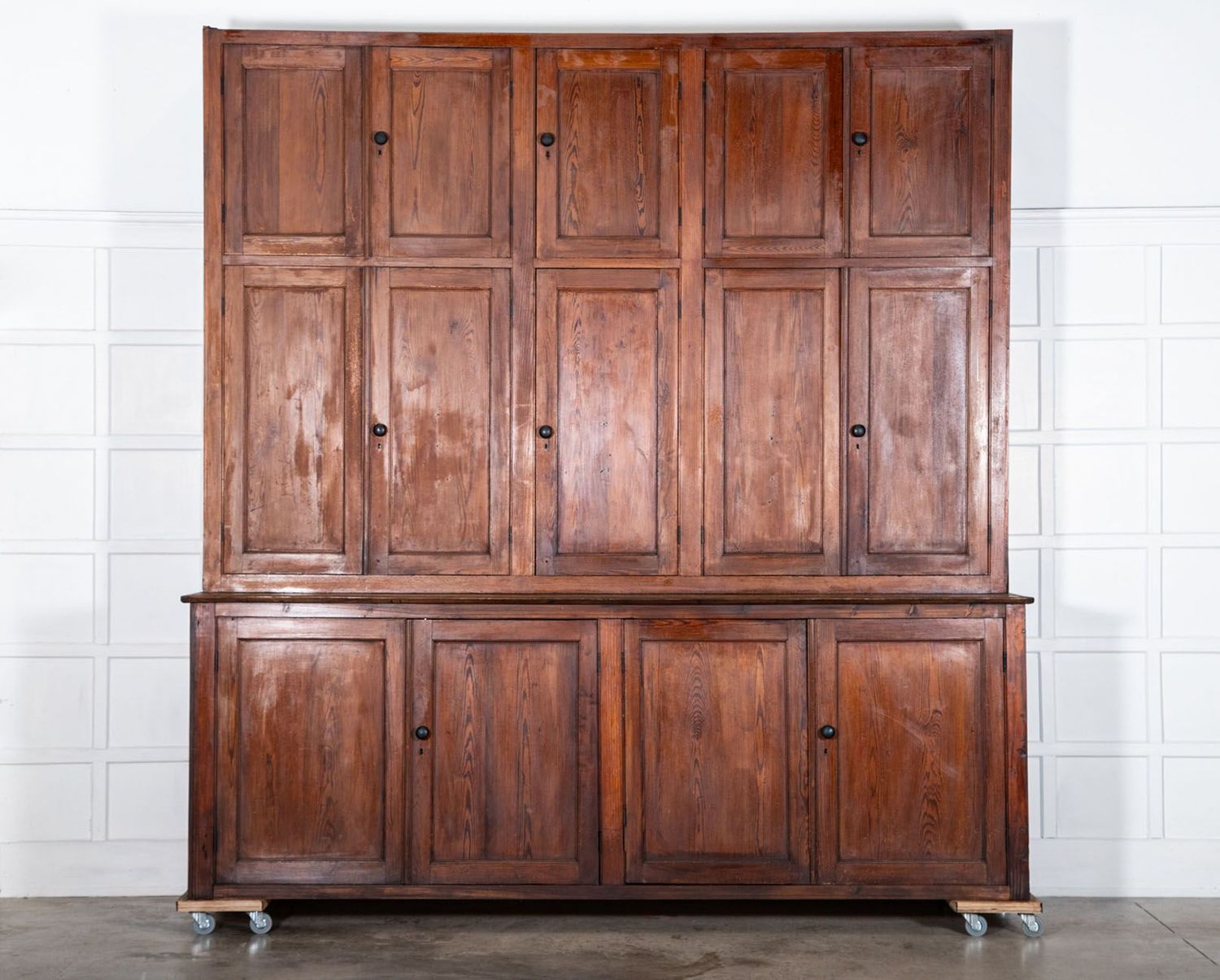 Monumental 19thC French Monastery Pine Housekeepers Cupboard