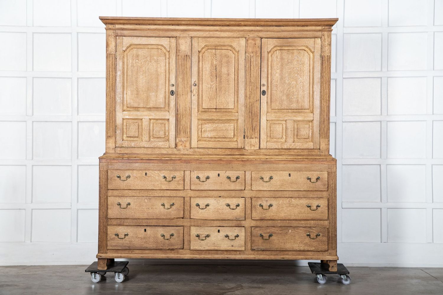 Large 19thC English Bleached Oak Housekeepers Cupboard Large 19thC English Bleached Oak Housekeepers Cupboard