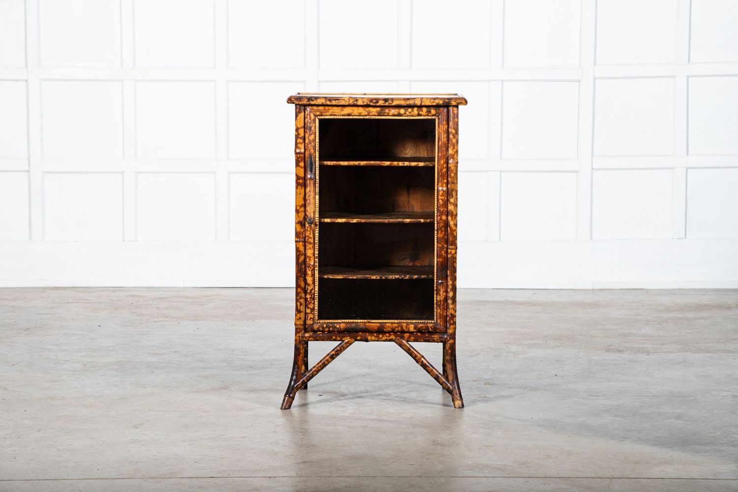 19thC English Bamboo Lacquered Glazed Cabinet 19thC English Bamboo Lacquered Glazed Cabinet