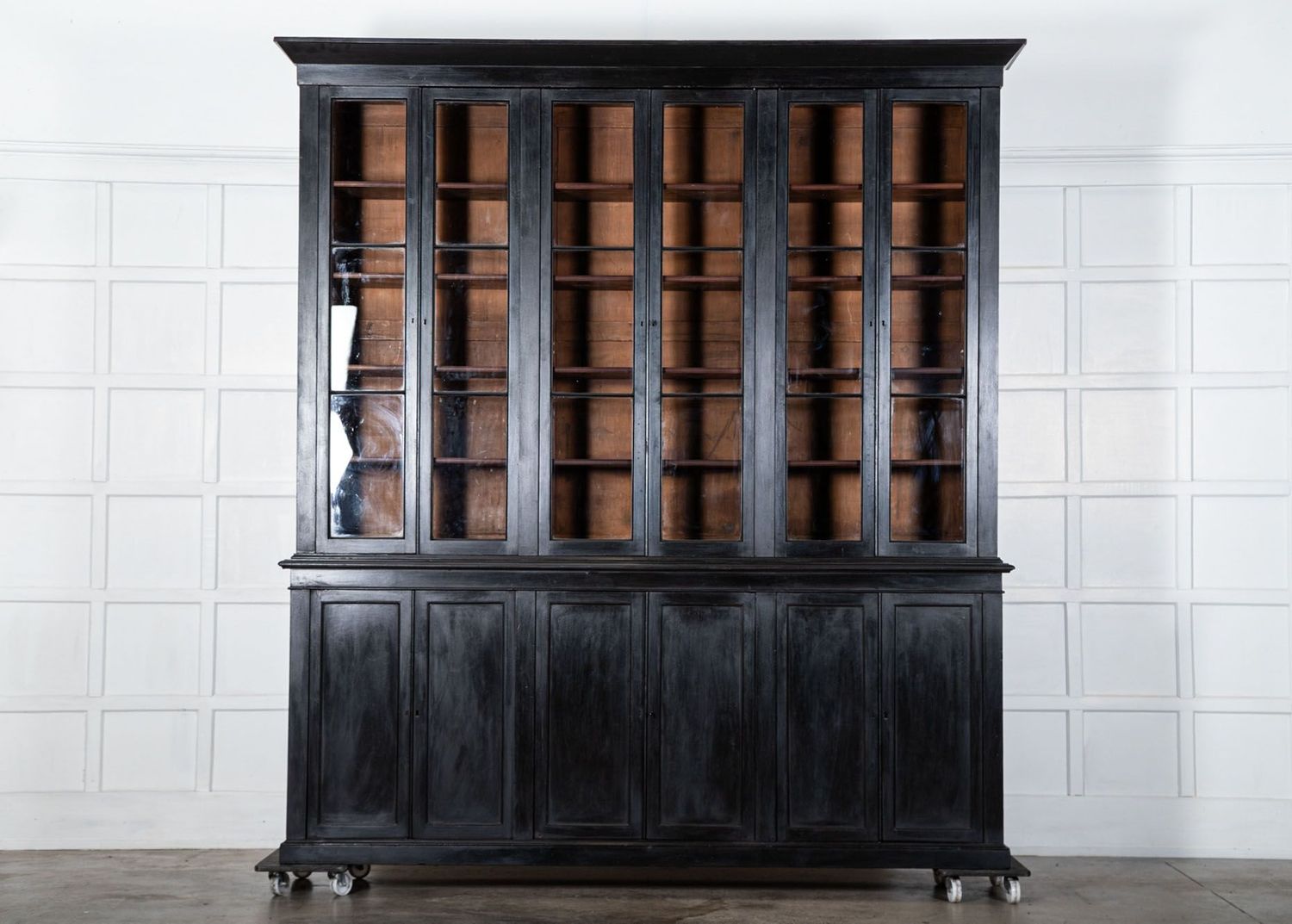 Monumental English 19thC Johnstone, Jupe & Co. Mahogany Glazed Bookcase Cabinet Monumental English 19thC Johnstone, Jupe & Co. Mahogany Glazed Bookcase Cabinet