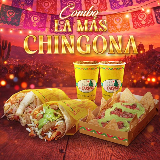 COMBO LA MAS CHINGONA:  1 BURRO MIXTO CHICHARRON + 1 BURRO SOUR MIXTO CHICHARRON + 1 NACHO + 2 BEBIDAS