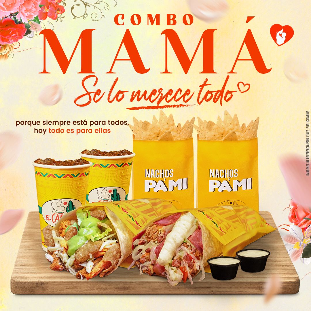 COMBO MAMÁ. 1 BURRO TRADICIONAL CON CHICHARRON + 1 BURRO SOUR CON TOCINETA + 2 NACHOS PAMÍ Y 2 BEBIDAS