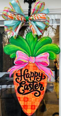 Easter Carrot with Bow "Happy Easter" Door Hanger
