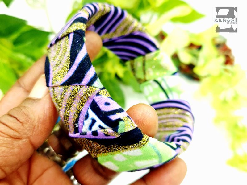 Upcycled green ankara bracelet