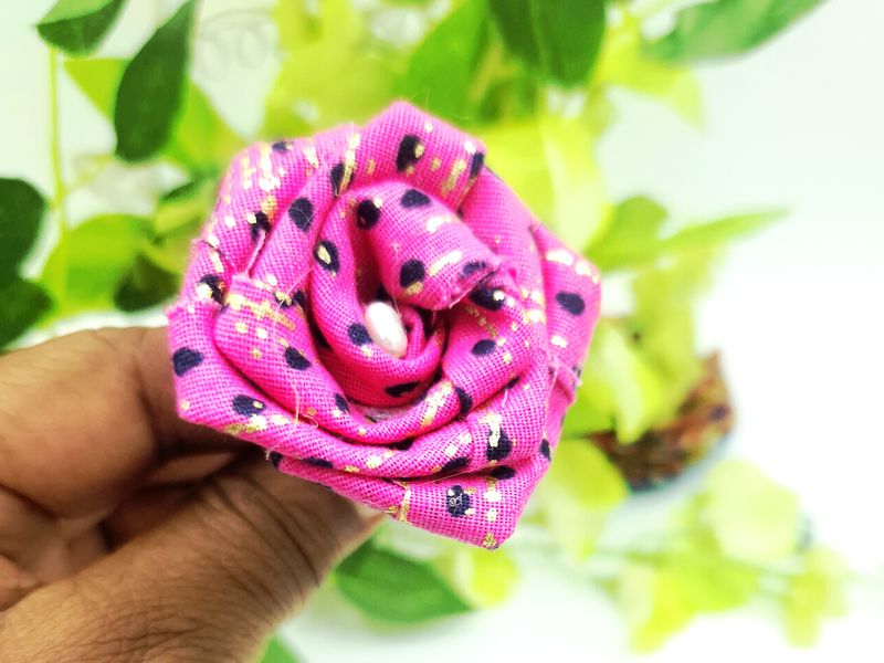 Pink and gold kente rose flower with fresh water pearl centre | flower pin | flower hair bun pins