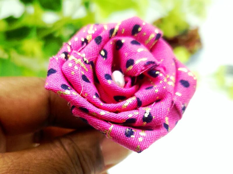 Pink and gold kente rose flower with fresh water pearl centre | flower pin | flower hair bun pins