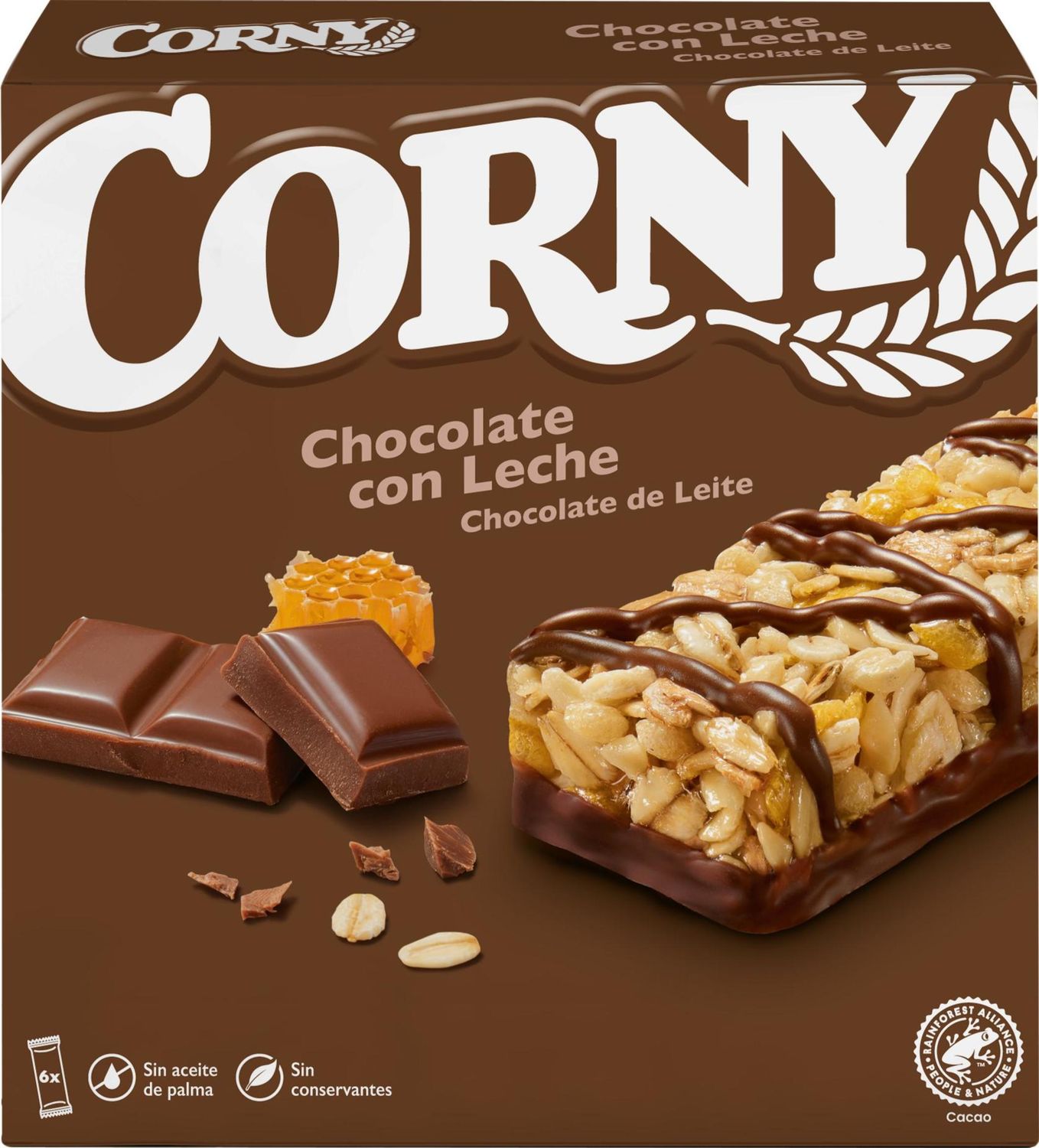 Barritas de chocolate con leche CORNY 150 g.