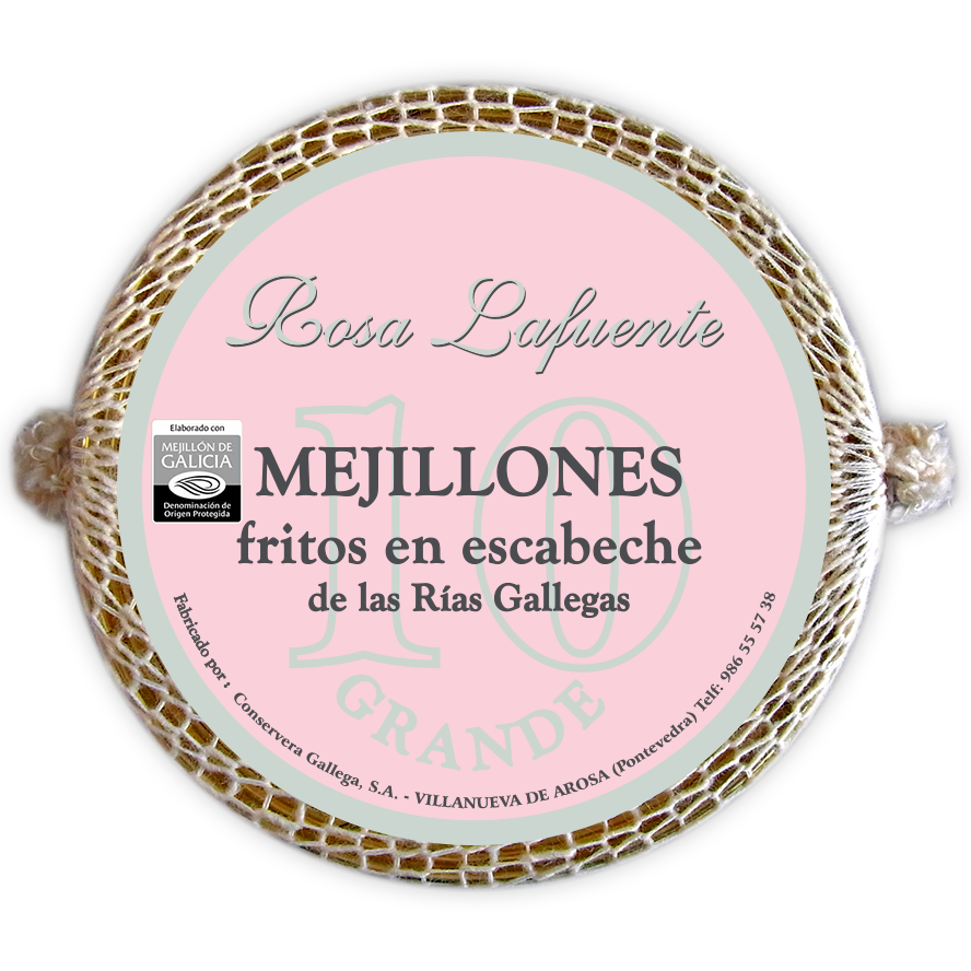 Mejillones en escabeche ROSA LA FUENTE 10 grandes 115 g.