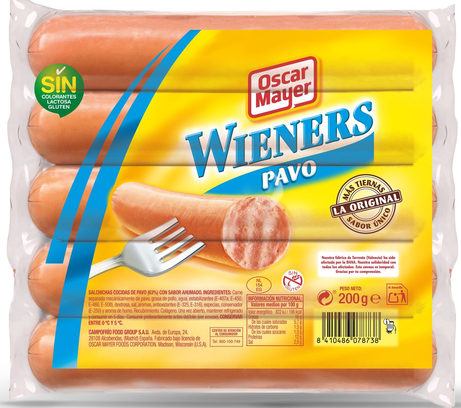 Salchichas estilo Wieners pavo OSCAR MAYER 200 g.