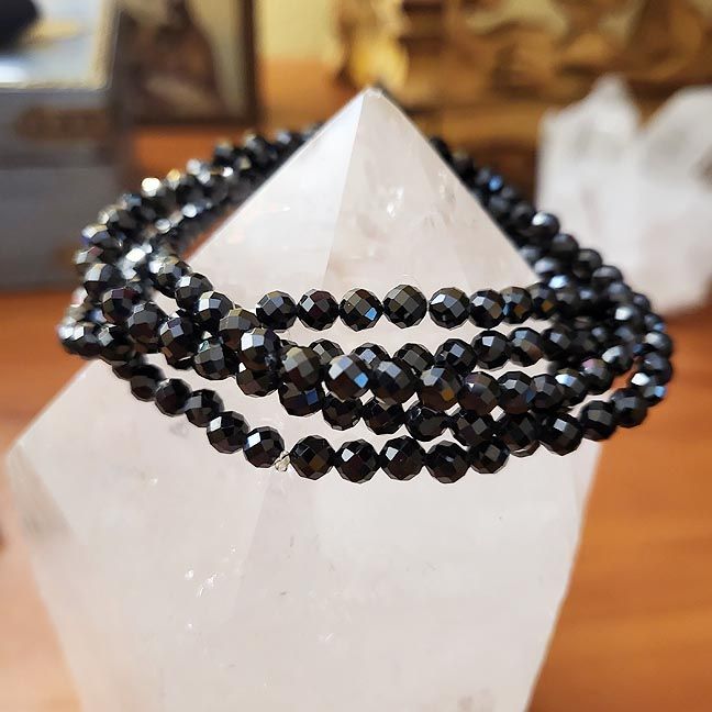🖤Faceted Black Spinel Bracelet 4mm