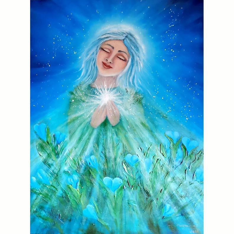 💙​She Listens with Her Heart – Original Oil Painting by Montserrat