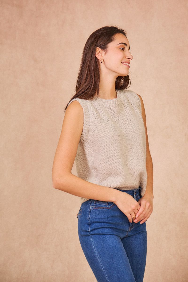 Calie Paris | Light grey knit top - wool blend