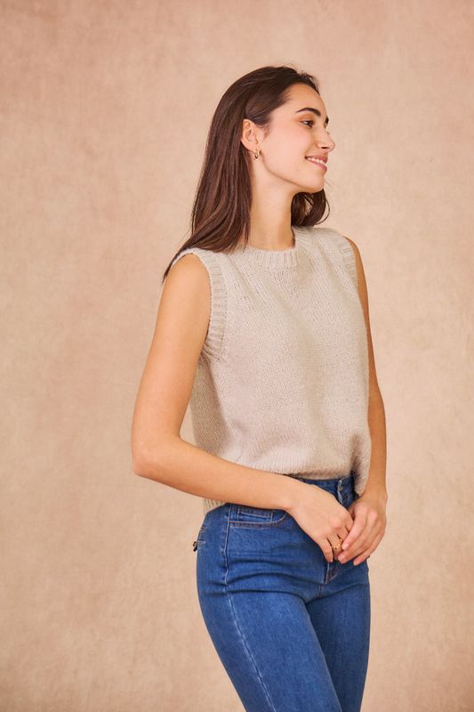 Calie Paris | Light grey knit top - wool blend