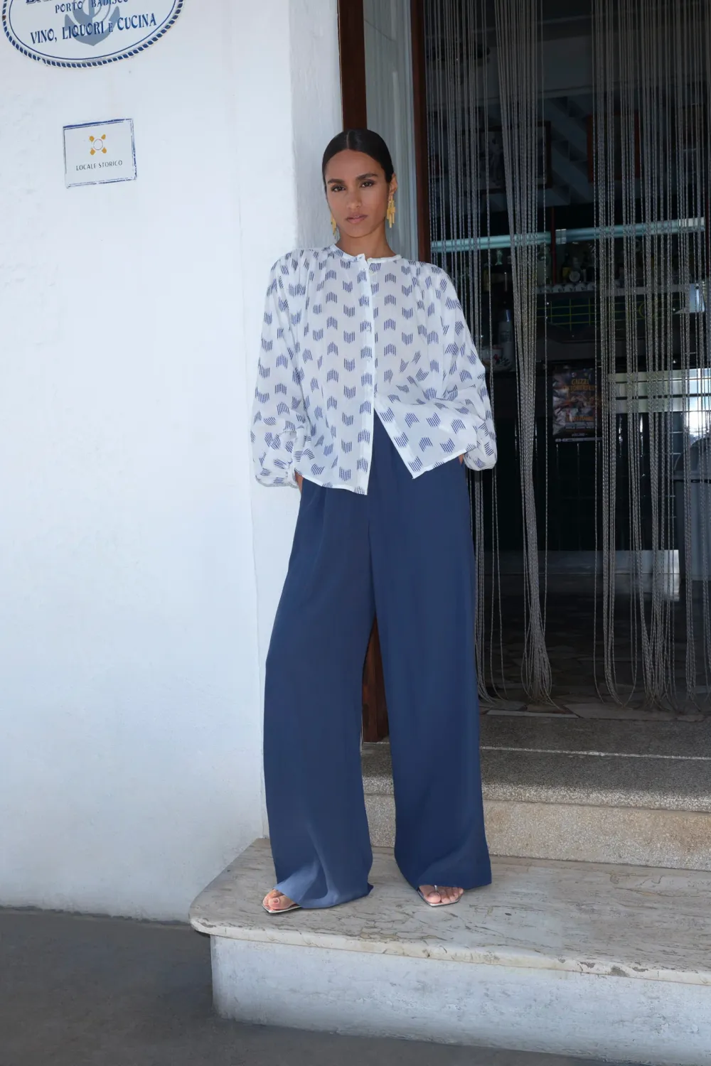 By-Bar | Nyka blue oase blouse - cotton - made in Portugal