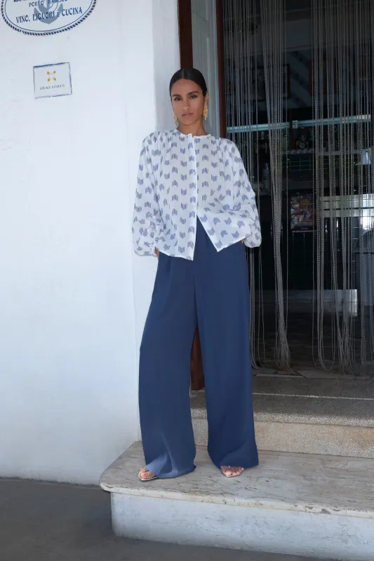 By-Bar | Nyka blue oase blouse - cotton - made in Portugal