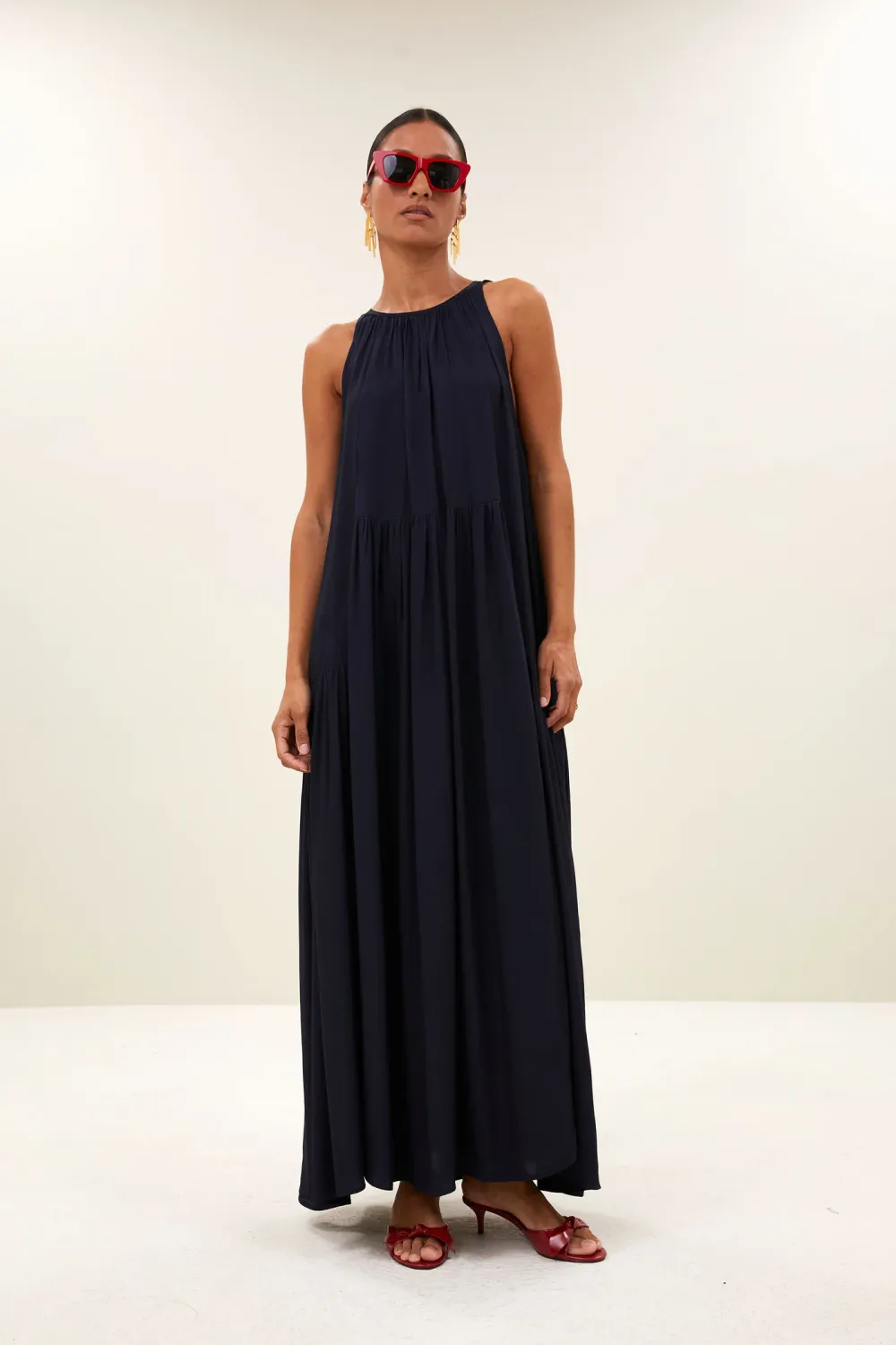 By-Bar | Peggy twill dress captain blue - viscose - made in Portugal