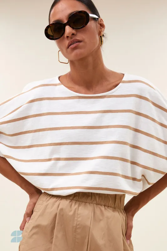 By-Bar | Merle heavy flame stripe top desert - 100% organic cotton - made in Portugal