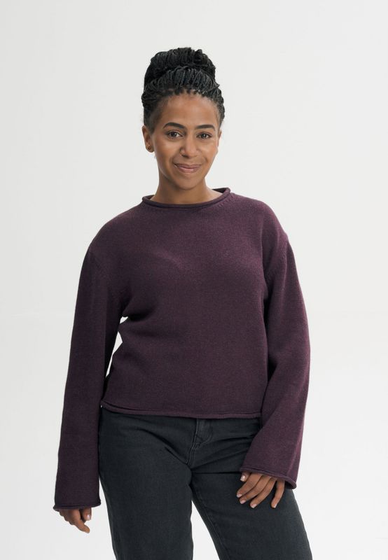 MELA | Rolled hem knitted sweater elderberry - 100% organic cotton