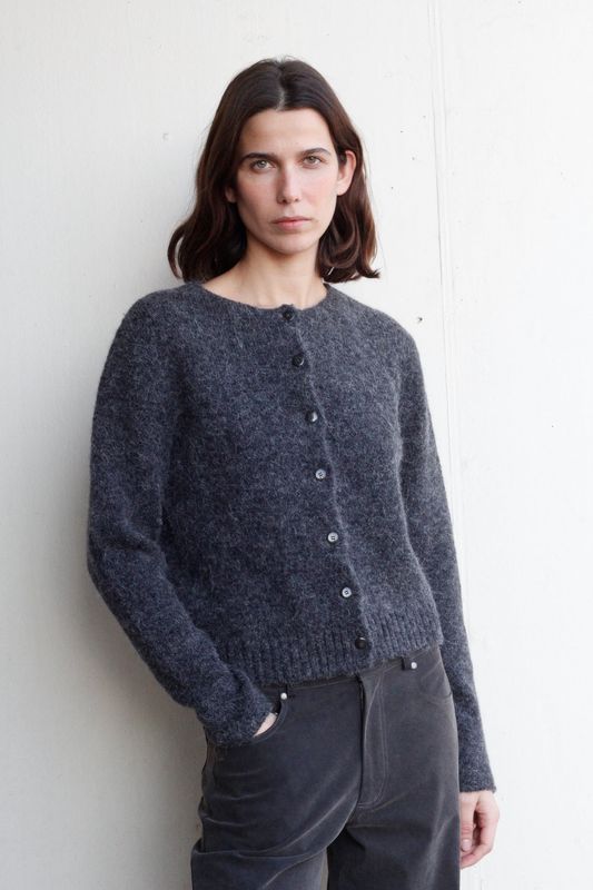 black to grey | Rays cardigan anthracite grey - alpaca wool - made in Spain