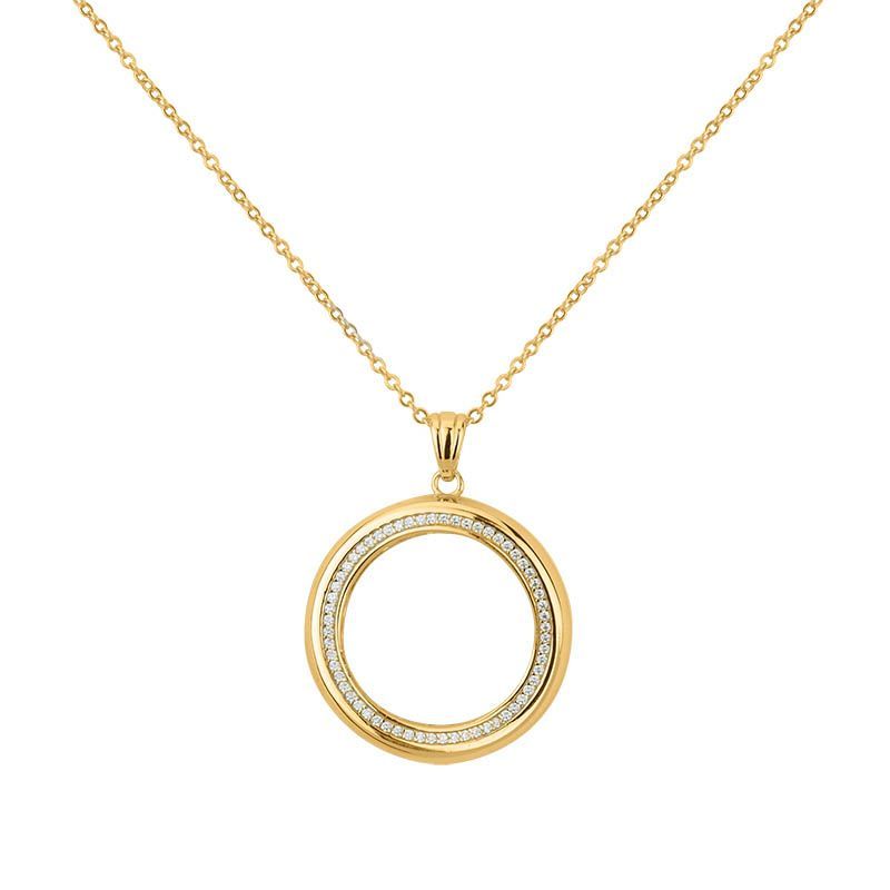 Collier Silber 925 vergoldet Steinbesatz
